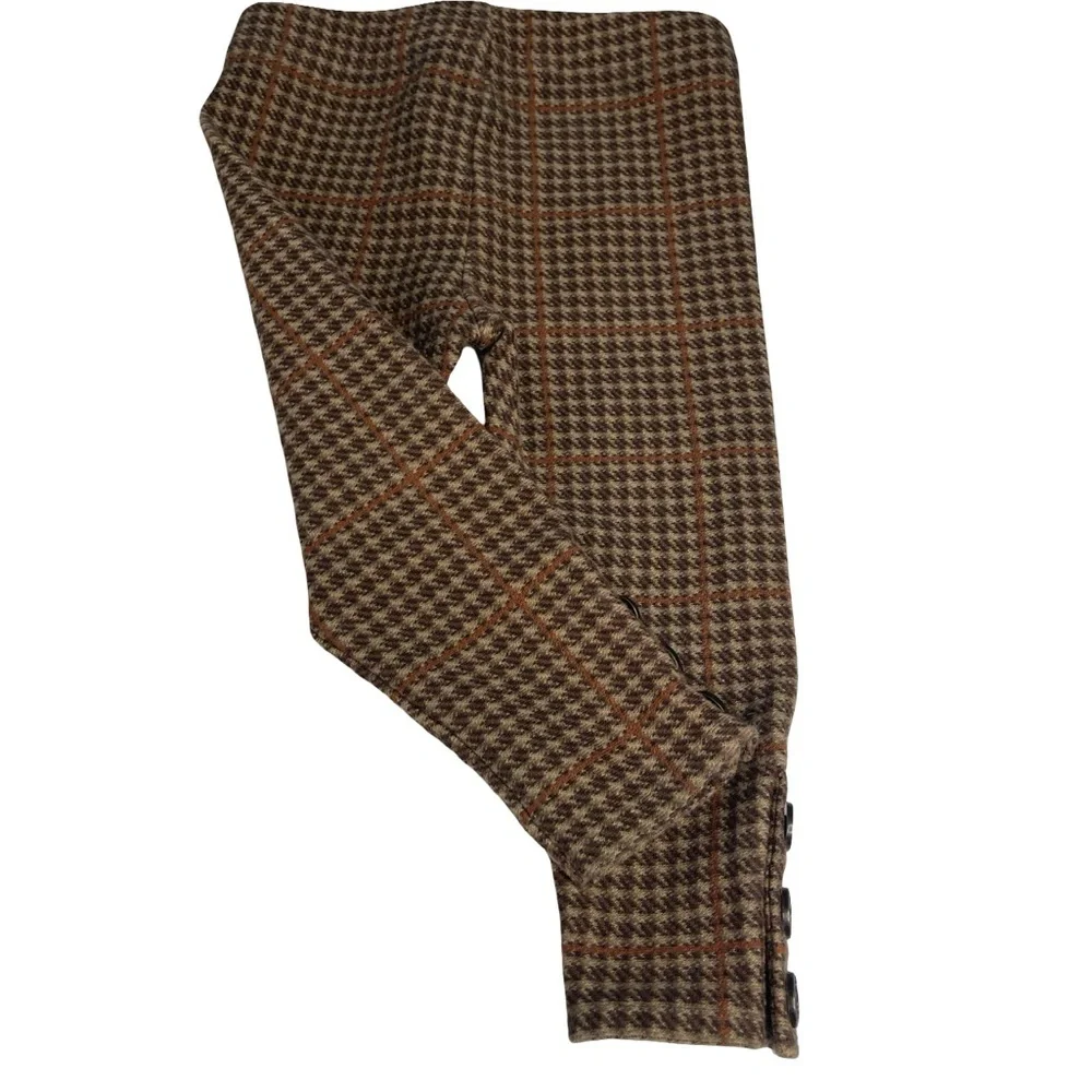 Ralph Lauren Brown Houndstooth Kids buttons at the ankles Leggings. Girls 12 M